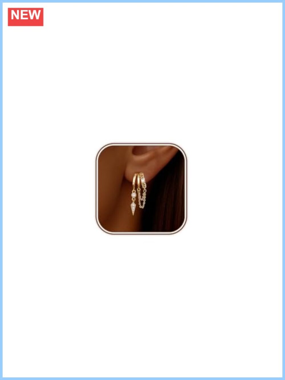 14k Gold Plated Triple Huggie Dangle Earrings Hypoallergenic